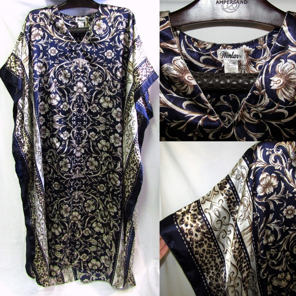 Vintage Winlar Silky Caftan Maxi Dress One Size